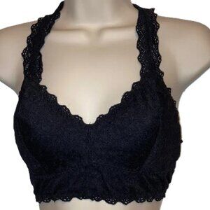 FELINA Racerback Black Lace Bralette Womens Size Large